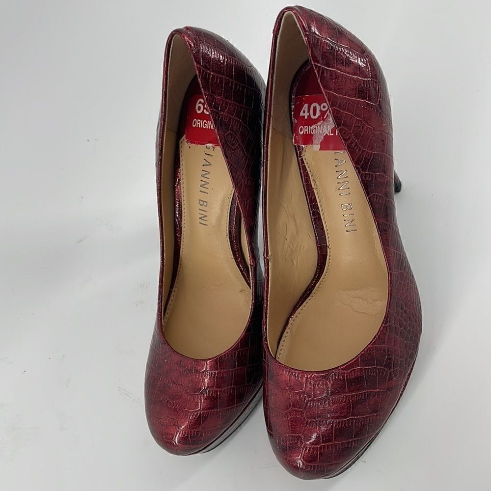 Gianni Bini wine red faux python print metallic platform heel heels shoes NWOT - Picture 7 of 14